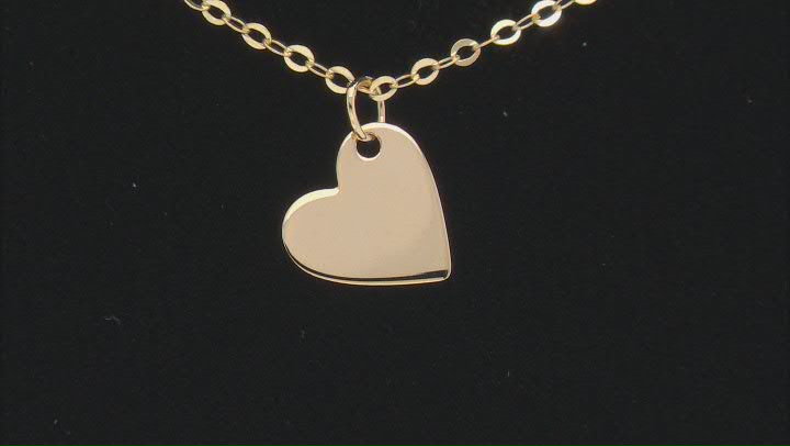 10K Yellow Gold Set of Two Plain and Cut-Out Heart Necklaces Video Thumbnail